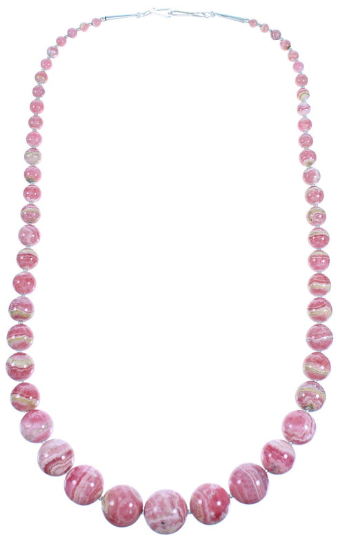 Rhodochrosite And Sterling Silver Bead Necklace SX114392